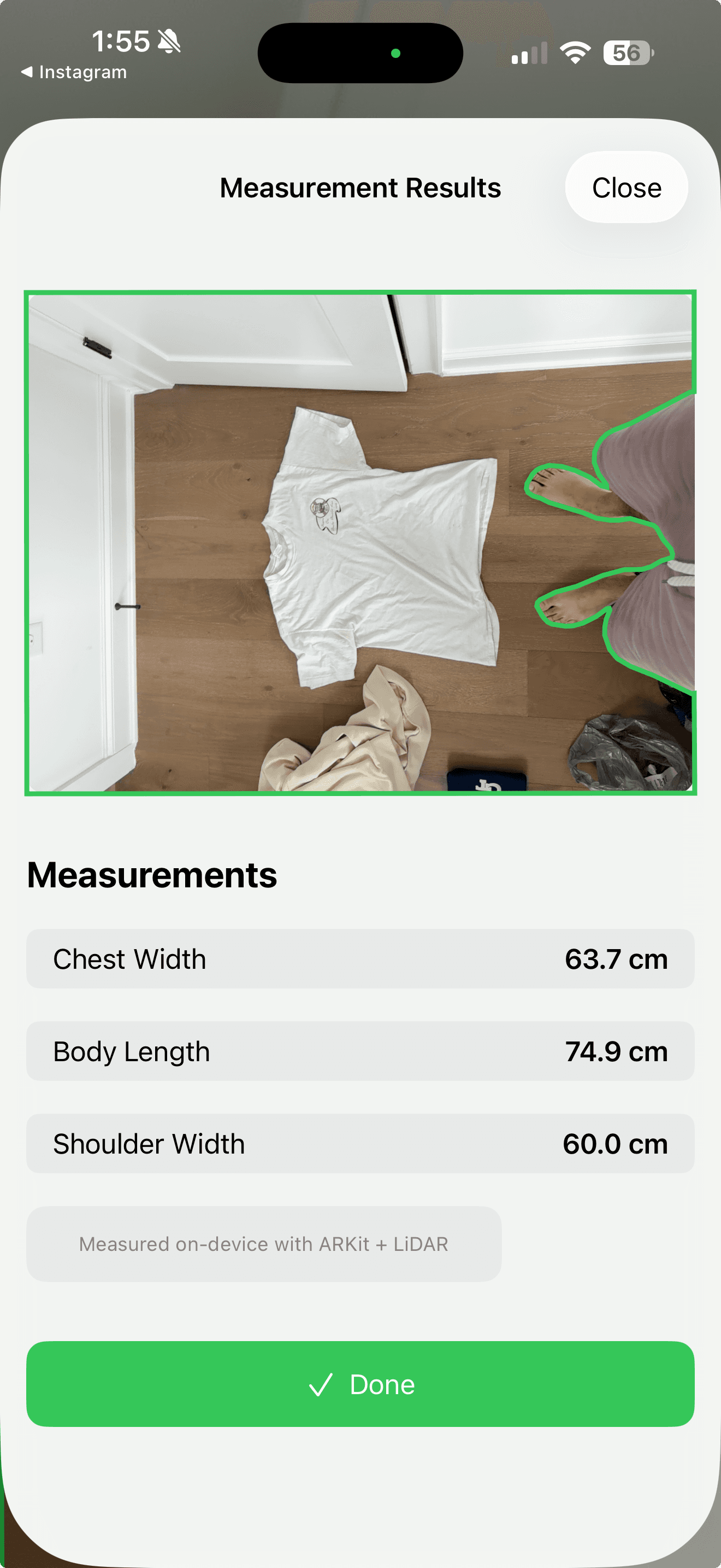 LiDAR Garment Measurement